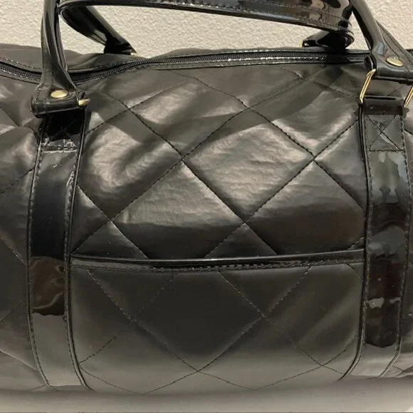 Vintage Anne Klein Black Quilted Weekend Duffle Bag - Picture 3 of 7